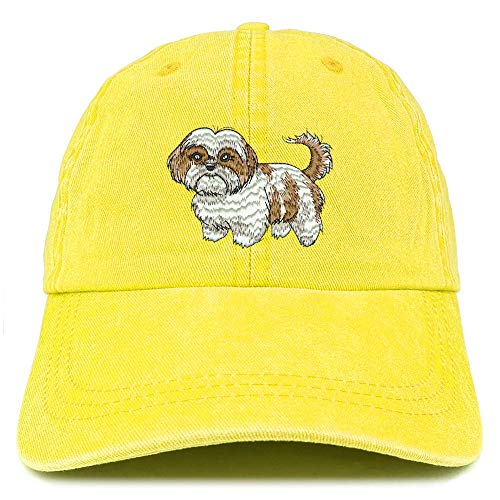 Trendy Apparel Shop Shih Tzu Embroidered Washed Low Profile Cap