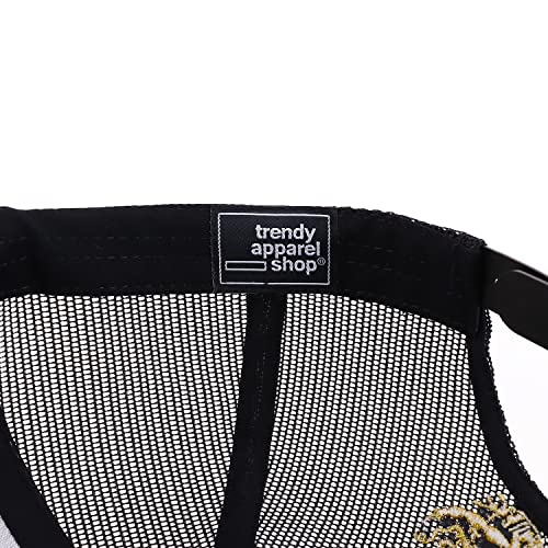 Trendy Apparel Shop Oversized XXL City of Mexico Eagle Embroidered Flat Bill Trucker Mesh Cap