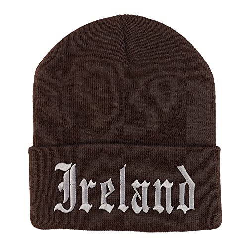 Trendy Apparel Shop Ireland Old English Embroidered Long Cuff Beanie