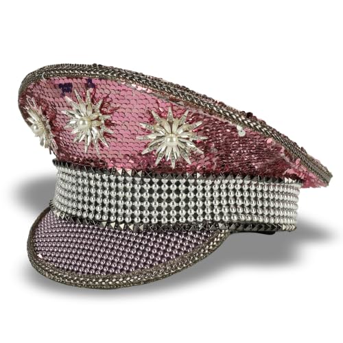 Trendy Apparel Shop Festival Party Sparkly Sequin Rhinestone Captain Hat