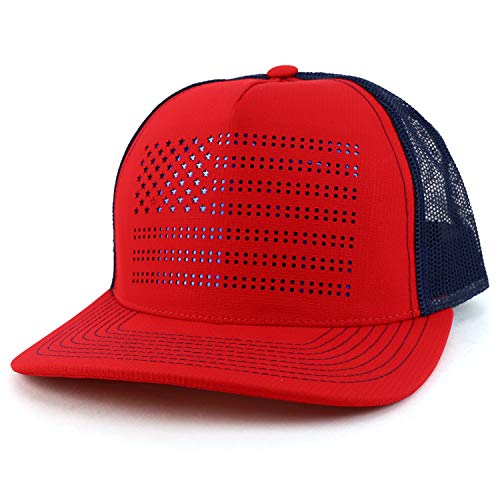 Trendy Apparel Shop USA Laser Punching Flag 5 Panel Trucker Mesh Baseball Cap