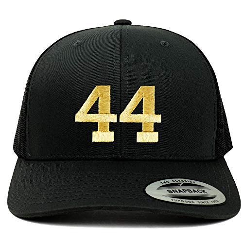 Trendy Apparel Shop Number 44 Gold Thread Embroidered Retro Trucker Mesh Cap