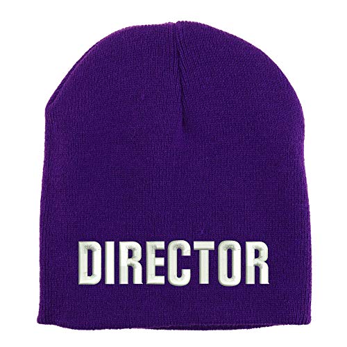 Trendy Apparel Shop Director Embroidered Made in USA Short Acrylic Knit Winter Beanie Hat