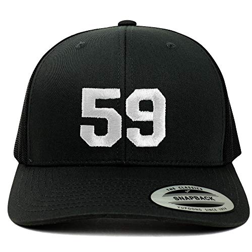 Trendy Apparel Shop Number 59 White Thread Embroidered Retro Trucker Mesh Cap