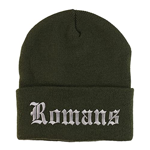 Trendy Apparel Shop Romans Old English Embroidered Long Cuff Beanie