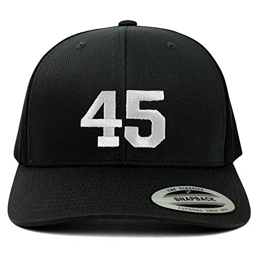 Trendy Apparel Shop Number 45 White Thread Embroidered Retro Trucker Mesh Cap