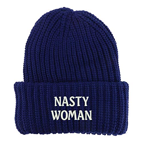 Trendy Apparel Shop Nasty Woman Long Cuffed Thick Ribbed Knit Beanie