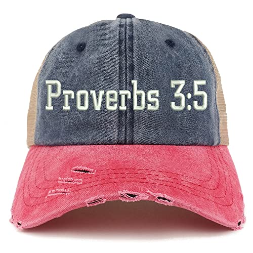 Trendy Apparel Shop Proverbs 3:5 Frayed Bill Trucker Mesh Back Cap
