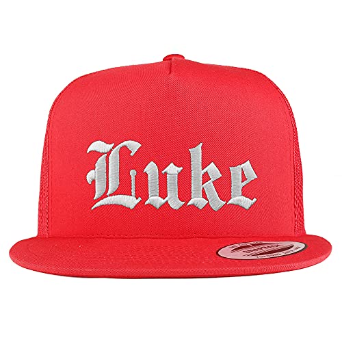 Trendy Apparel Shop Luke Old English 5 Panel Flatbill Trucker Cap