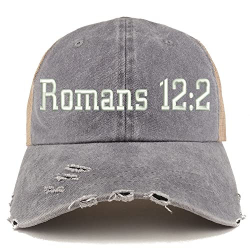 Trendy Apparel Shop Romans 12:2 Frayed Bill Trucker Mesh Back Cap