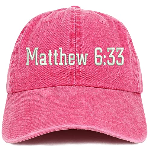 Trendy Apparel Shop Matthew 6:33 Washed Pigment Dyed Baseball Cap