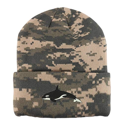 Trendy Apparel Shop Orca Killer Whale Embroidered Made in USA Camo Beanie