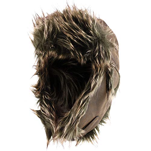 Trendy Apparel Shop Men's Fur Lined Faux Leather Winter Trooper Hat