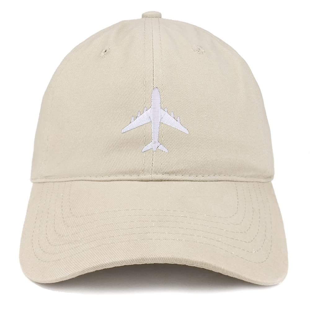 Trendy Apparel Shop Aircraft Jumbo Jet Embroidered Low Profile Soft Cotton Baseball Cap