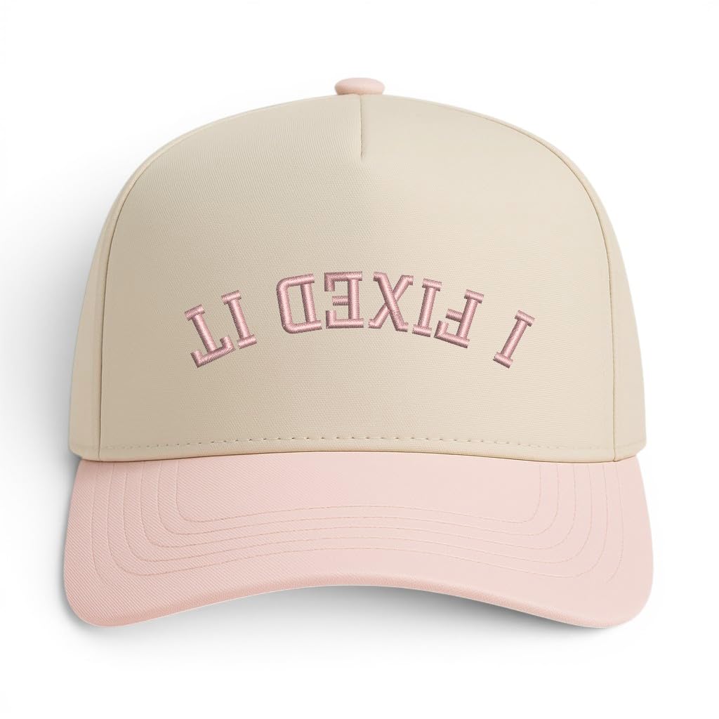 Trendy Apparel Shop I Fixed It Upside Down Embroidered 5 Panel Two Tone Vintage Ball Cap