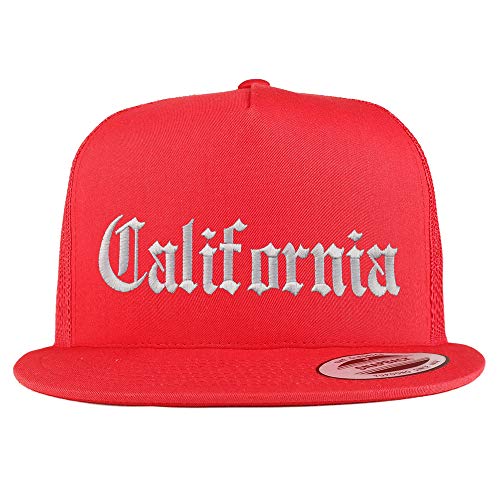 Trendy Apparel Shop California State Old English 5 Panel Flatbill Trucker Cap