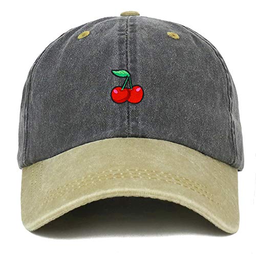 Trendy Apparel Shop Cherry Patch Pigment Dyed Washed Two Tone Baseball Cap
