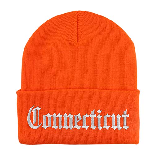 Trendy Apparel Shop Connectiut State Old English Embroidered Long Cuff Beanie