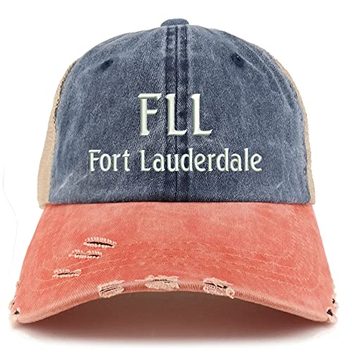 Trendy Apparel Shop FLL Fort Lauderdale Embroidered Frayed Bill Trucker Mesh Back Cap