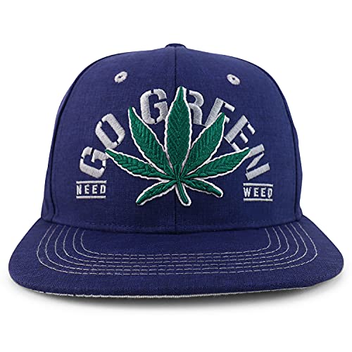 Trendy Apparel Shop Marijuana Leaf with GO Green Embroidered Snapback Cap