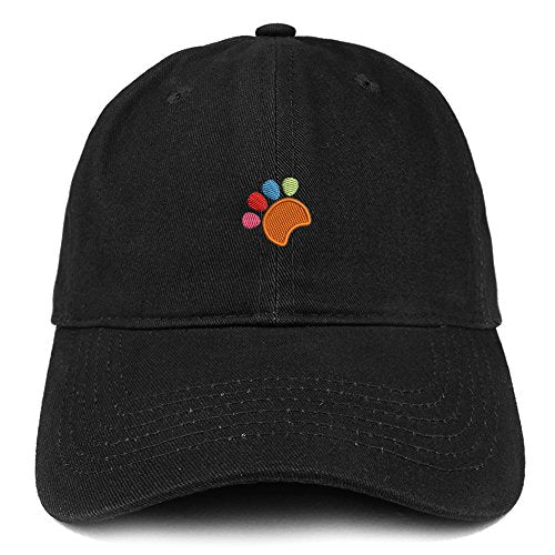 Trendy Apparel Shop Colorful Dog Paw Embroidered Brushed Cotton Dad Hat Ball Cap - Black