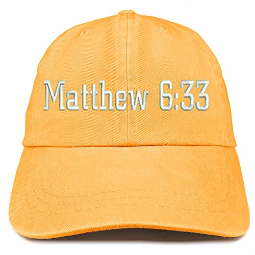 Trendy Apparel Shop Matthew 6:33 Washed Pigment Dyed Baseball Cap