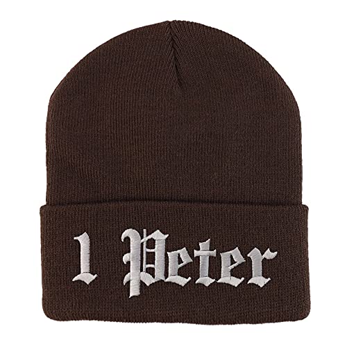 Trendy Apparel Shop 1 Peter Old English Embroidered Long Cuff Beanie