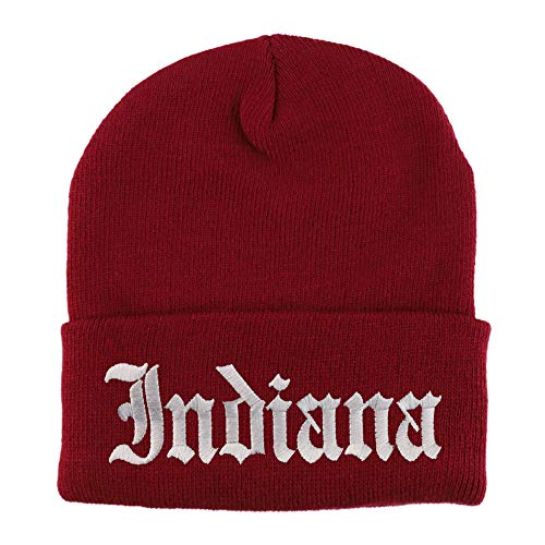 Trendy Apparel Shop Indiana State Old English Embroidered Long Cuff Beanie