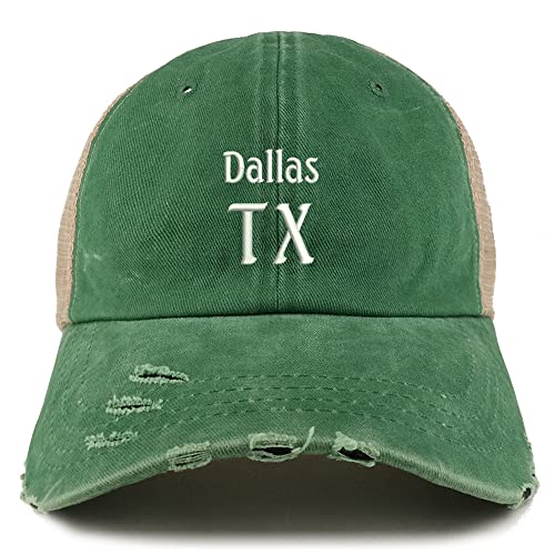 Trendy Apparel Shop Dallas TX Embroidered Frayed Bill Trucker Mesh Back Cap