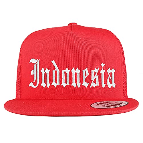 Trendy Apparel Shop Indonesia Old English 5 Panel Flatbill Trucker Cap