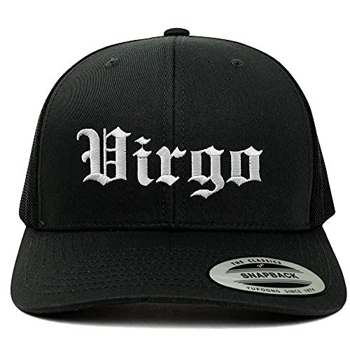 Trendy Apparel Shop Virgo Old English 6 Panel Trucker Mesh Cap