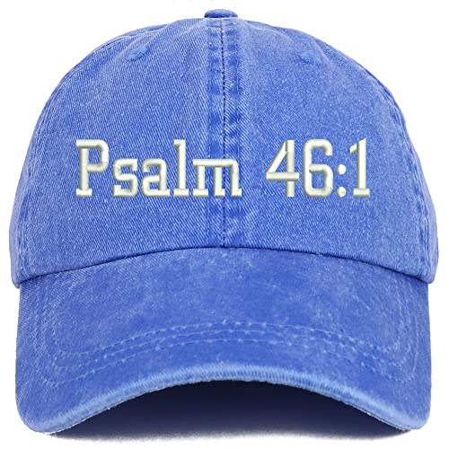 Trendy Apparel Shop Psalm 46:1 Washed Pigment Dyed Baseball Cap