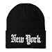 Trendy Apparel Shop New York State Old English Embroidered Long Cuff Beanie