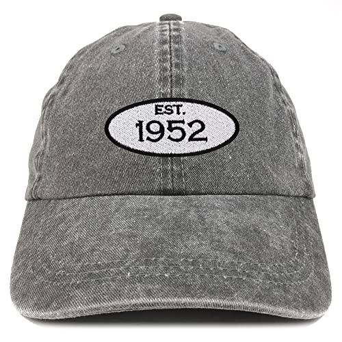 Trendy Apparel Shop Established 1952 Embroidered 72nd Birthday Gift Pigment Dyed Washed Cotton Cap