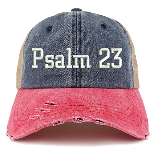 Trendy Apparel Shop Psalm 23 Frayed Bill Trucker Mesh Back Cap