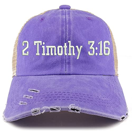Trendy Apparel Shop 2 Timothy 3:16 Frayed Bill Trucker Mesh Back Cap