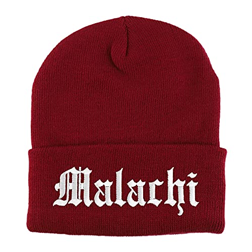 Trendy Apparel Shop Malachi Old English Embroidered Long Cuff Beanie