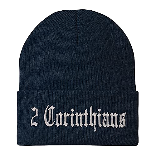 Trendy Apparel Shop 2 Corinthians Old English Embroidered Long Cuff Beanie