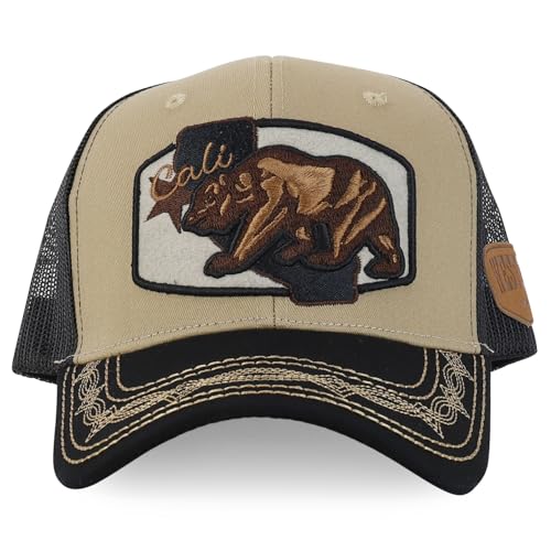 Trendy Apaprel Shop Cali Bear Embroidered Western Trucker Cap