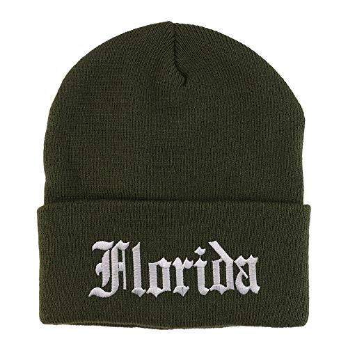 Trendy Apparel Shop Florida State Old English Embroidered Long Cuff Beanie
