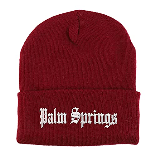 Trendy Apparel Shop Palm Springs Old English Embroidered Long Cuff Beanie