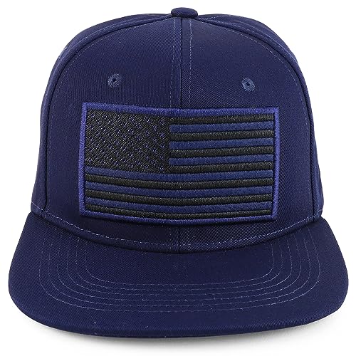 Trendy Apparel Shop Oversized USA Flag Embroidered Structured Flatbill Snapback Cap