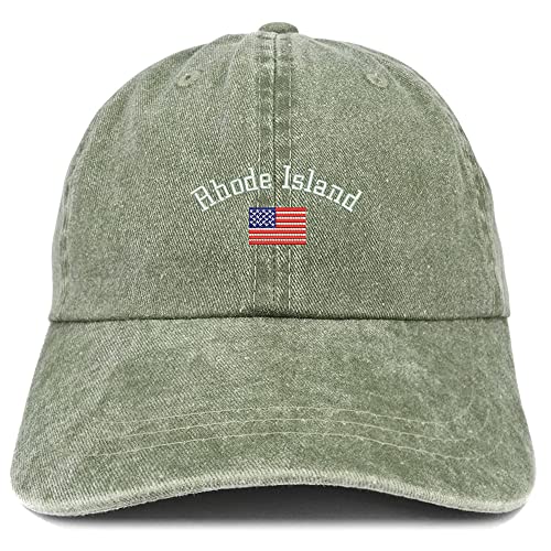 Trendy Apparel Shop Rhode Island USA Flag Pigment Dyed Washed Baseball Cap