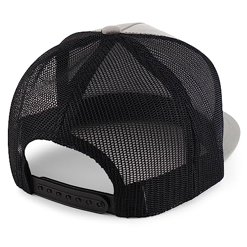 Trendy Apparel Shop Structured High Crown 5 Panel Round Flat Bill Trucker Cap