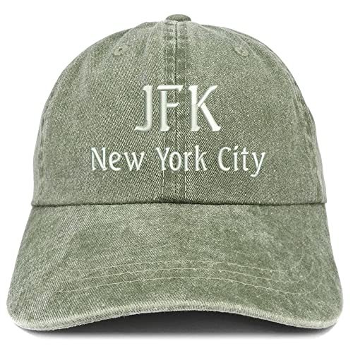 Trendy Apparel Shop JFK New York City Embroidered Pigment Dyed Washed Baseball Cap