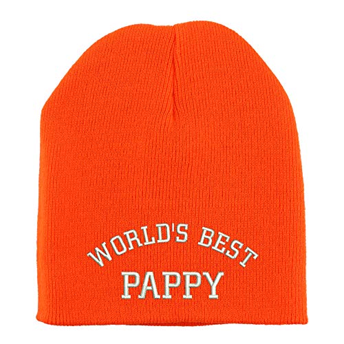 Trendy Apparel Shop World's Best Pappy Embroidered Made in USA Short Acrylic Knit Winter Beanie Hat