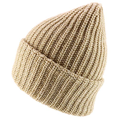 Trendy Apparel Shop Long Cuffed Plain Thick Ribbed Chunky Knit Winter Beanie Hat