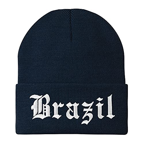 Trendy Apparel Shop Brazil Old English Embroidered Long Cuff Beanie