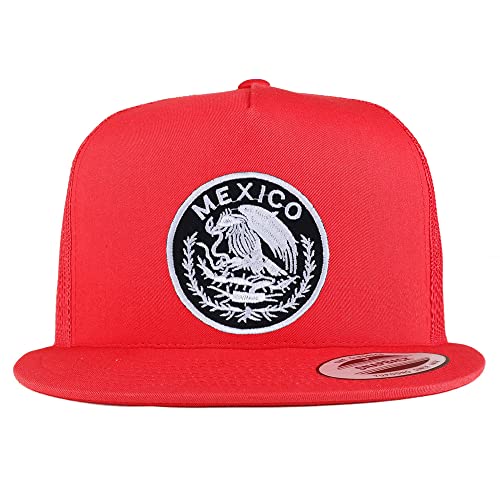 Trendy Apparel Shop Circular Mexico Patch 5 Panel Flatbill Trucker Cap