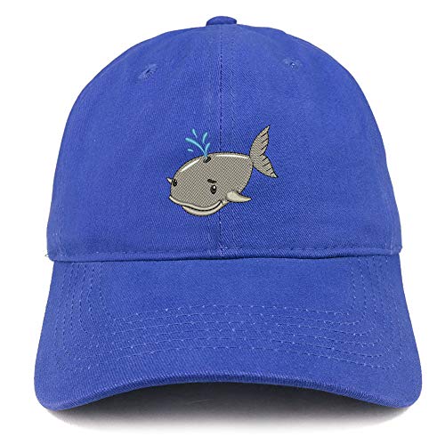 Trendy Apparel Shop Baby Whale Embroidered Soft Crown 100% Brushed Cotton Cap